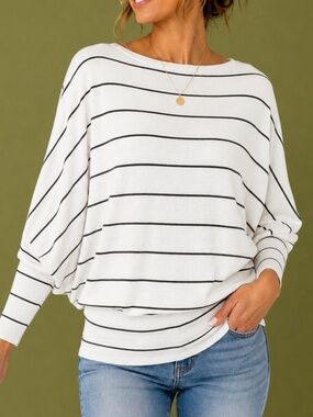 LULUS Dolman Sleeve Striped Relaxed Knit Top